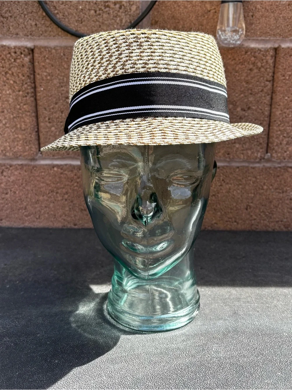 Goorin Bros Fedora Straw Hat Cap Beige Gold White Tan Brown Men's Medium - Picture 5 of 7